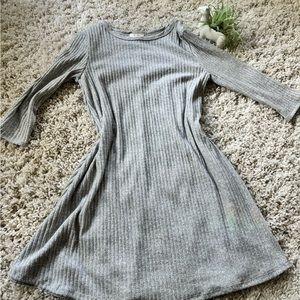 Pinc super cute date night long sleeve light gray ribbed midi going out …